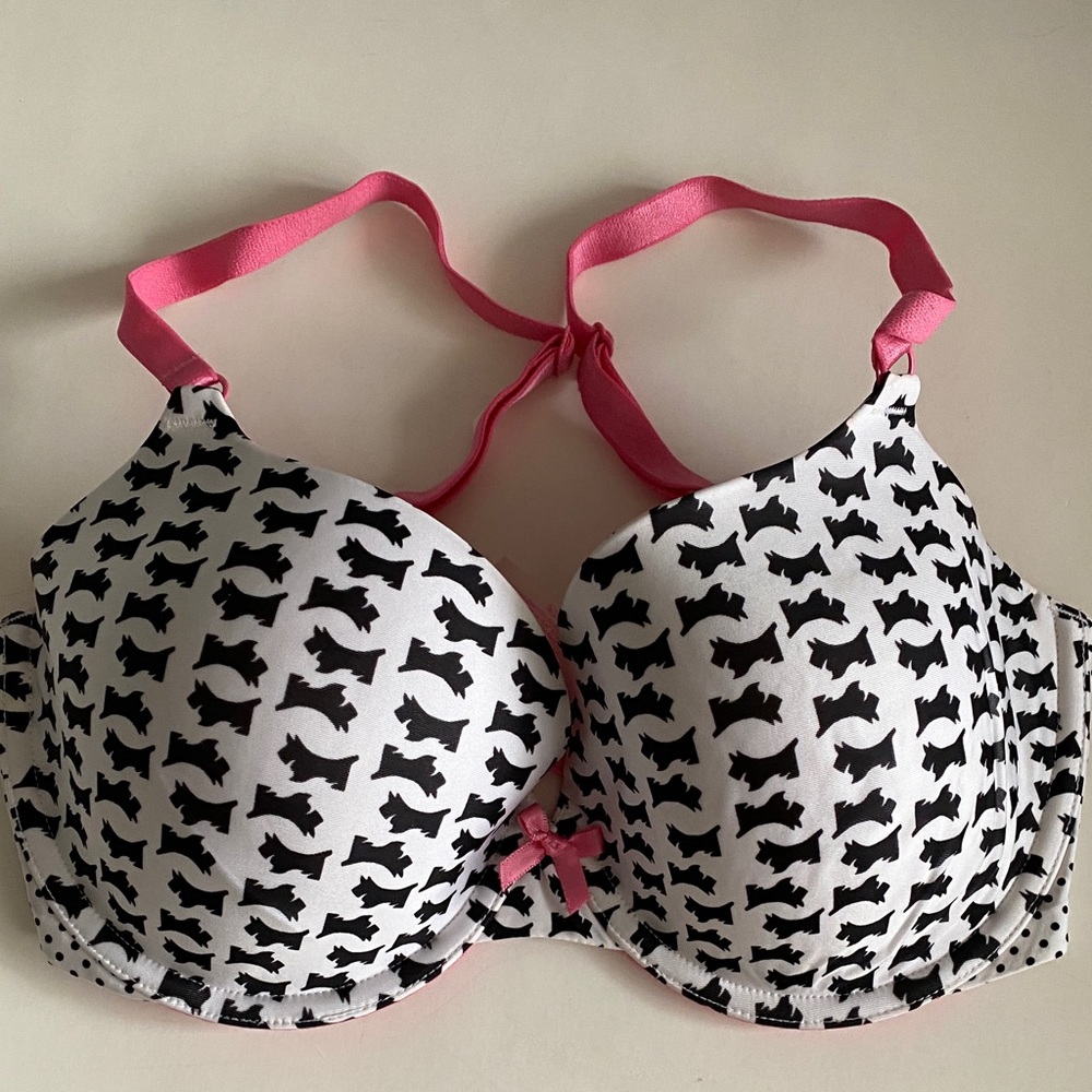 Victoria's Secret Pink and White Scottie Dog and Polka Dot Bra